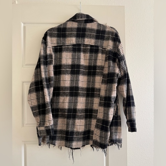 Women’s Akair Button Down Black and Cream Long Sleeve Flannel - Picture 2 of 4